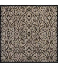 Madrid Vintage Filigree Textured Weave Black/Khaki 6' Square Indoor/Outdoor Area Rug