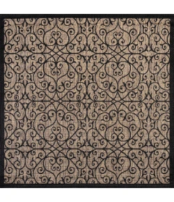 Jonathany Santa Monica SMB107A Black/Khaki Area Rug 6 ft. 7 in. X 6 ft. 7 in. Square