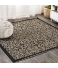 Madrid Vintage Filigree Textured Weave Black/Khaki 6' Square Indoor/Outdoor Area Rug
