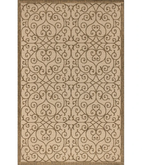 Madrid Vintage Filigree Textured Weave Beige/Brown 3 ft. x 5 ft. Indoor/Outdoor Area Rug