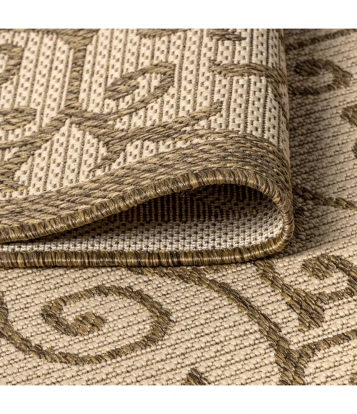 Madrid Vintage Filigree Textured Weave Beige/Brown 2 ft. x 8 ft. Indoor/Outdoor Runner Rug