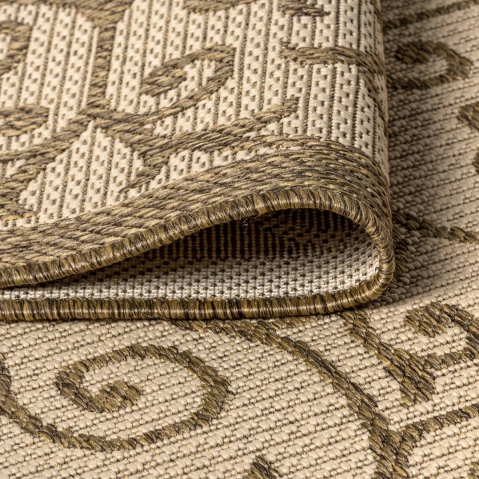 Madrid Vintage Filigree Textured Weave Beige/Brown 2 ft. x 10 ft. Indoor/Outdoor Runner Rug