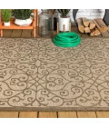 Madrid Vintage Filigree Textured Weave Beige/Brown 3 ft. x 5 ft. Indoor/Outdoor Area Rug