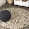 Jonathany Santa Monica SMB107B Beige/Brown Area Rug 5 ft. 3 in. X 5 ft. 3 in. Round