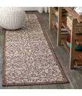 Madrid Vintage Filigree Textured Weave Taupe/Espresso 2 ft. x 8 ft. Indoor/Outdoor Runner Rug