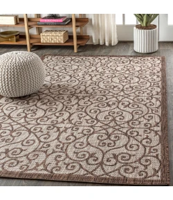 Jonathany Santa Monica SMB107C Taupe/Espresso Area Rug 5 ft. 3 in. X 7 ft. 7 in. Rectangle