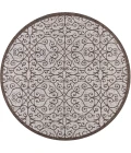 Madrid Vintage Filigree Textured Weave Taupe/Espresso 5' Round Indoor/Outdoor Area Rug