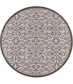 Jonathany Santa Monica SMB107C Taupe/Espresso Area Rug 5 ft. 3 in. X 5 ft. 3 in. Round