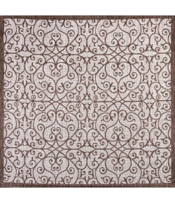 Jonathany Santa Monica SMB107C Taupe/Espresso Area Rug 5 ft. 3 in. X 5 ft. 3 in. Square