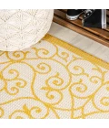 Madrid Vintage Filigree Textured Weave Cream/Yellow 2 ft. x 8 ft. Indoor/Outdoor Runner Rug