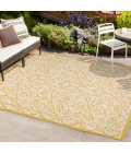 Madrid Vintage Filigree Textured Weave Cream/Yellow 3 ft. x 5 ft. Indoor/Outdoor Area Rug