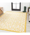 Madrid Vintage Filigree Textured Weave Cream/Yellow 3 ft. x 5 ft. Indoor/Outdoor Area Rug