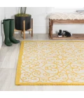 Madrid Vintage Filigree Textured Weave Cream/Yellow 3 ft. x 5 ft. Indoor/Outdoor Area Rug