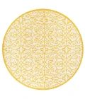 Madrid Vintage Filigree Textured Weave Cream/Yellow 5' Round Indoor/Outdoor Area Rug