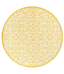 Jonathany Santa Monica SMB107D Cream/Yellow Area Rug 5 ft. 3 in. X 5 ft. 3 in. Round