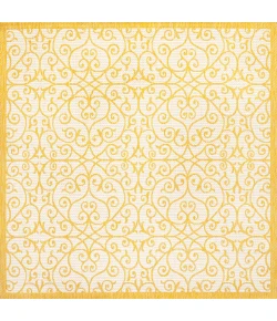 Jonathany Santa Monica SMB107D Cream/Yellow Area Rug 5 ft. 3 in. X 5 ft. 3 in. Square