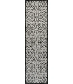 Jonathany Santa Monica SMB107E Light Gray/Black Area Rug 2 ft. 2 in. X 10 ft. Runner