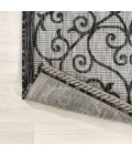 Madrid Vintage Filigree Textured Weave Light Gray/Black 5' Square Indoor/Outdoor Area Rug