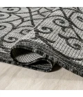 Madrid Vintage Filigree Textured Weave Light Gray/Black 5' Square Indoor/Outdoor Area Rug