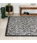 Madrid Vintage Filigree Textured Weave Light Gray/Black 5 ft. x 8 ft. Indoor/Outdoor Area Rug