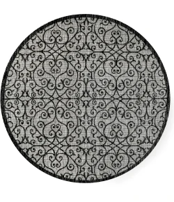 Jonathany Santa Monica SMB107E Light Gray/Black Area Rug 5 ft. 3 in. X 5 ft. 3 in. Round