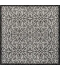Madrid Vintage Filigree Textured Weave Light Gray/Black 5' Square Indoor/Outdoor Area Rug