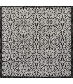 Jonathany Santa Monica SMB107E Light Gray/Black Area Rug 5 ft. 3 in. X 5 ft. 3 in. Square