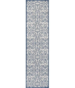 Jonathany Santa Monica SMB107F Blue/Cream Area Rug 2 ft. 2 in. X 10 ft. Runner