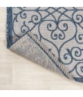 Madrid Vintage Filigree Textured Weave Blue/Cream 5' Square Indoor/Outdoor Area Rug