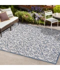 Madrid Vintage Filigree Textured Weave Blue/Cream 3 ft. x 5 ft. Indoor/Outdoor Area Rug