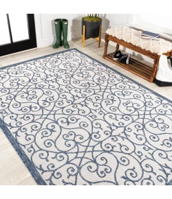Jonathany Santa Monica SMB107F Blue/Cream Area Rug 3 ft. 1 in. X 5 ft. Rectangle