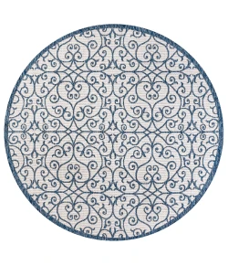 Jonathany Santa Monica SMB107F Blue/Cream Area Rug 5 ft. 3 in. X 5 ft. 3 in. Round