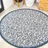 Jonathany Santa Monica SMB107F Blue/Cream Area Rug 5 ft. 3 in. X 5 ft. 3 in. Round