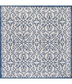 Jonathany Santa Monica SMB107F Blue/Cream Area Rug 5 ft. 3 in. X 5 ft. 3 in. Square