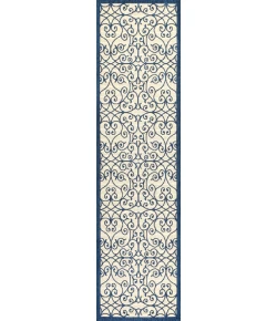 Jonathany Santa Monica SMB107G Navy/Beige Area Rug 2 ft. 2 in. X 8 ft. Runner
