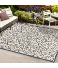 Madrid Vintage Filigree Textured Weave Navy/Beige 3 ft. x 5 ft. Indoor/Outdoor Area Rug