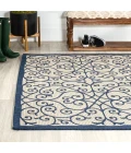 Madrid Vintage Filigree Textured Weave Navy/Beige 3 ft. x 5 ft. Indoor/Outdoor Area Rug