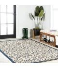 Madrid Vintage Filigree Textured Weave Navy/Beige 3 ft. x 5 ft. Indoor/Outdoor Area Rug