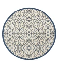 Madrid Vintage Filigree Textured Weave Navy/Beige 5' Round Indoor/Outdoor Area Rug