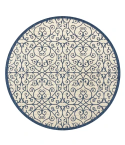 Jonathany Santa Monica SMB107G Navy/Beige Area Rug 5 ft. 3 in. X 5 ft. 3 in. Round