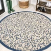 Jonathany Santa Monica SMB107G Navy/Beige Area Rug 5 ft. 3 in. X 5 ft. 3 in. Round