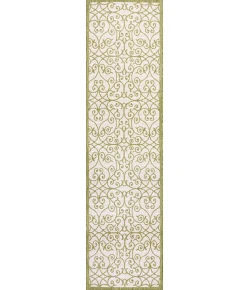 Jonathany Santa Monica SMB107H Green/Cream Area Rug 2 ft. 2 in. X 8 ft. Runner