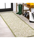 Madrid Vintage Filigree Textured Weave Green/Cream 2 ft. x 8 ft. Indoor/Outdoor Runner Rug