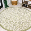 Jonathany Santa Monica SMB107H Green/Cream Area Rug 5 ft. 3 in. X 5 ft. 3 in. Round