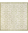 Madrid Vintage Filigree Textured Weave Green/Cream 5' Square Indoor/Outdoor Area Rug