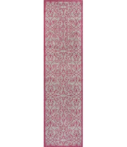 Jonathany Santa Monica SMB107I Light Gray/Fuchsia Area Rug 2 ft. 2 in. X 8 ft. Runner