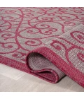 Madrid Vintage Filigree Textured Weave Light Gray/Fuchsia 2 ft. x 8 ft. Indoor/Outdoor Runner Rug