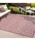 Madrid Vintage Filigree Textured Weave Light Gray/Fuchsia 9 ft. x 12 ft. Indoor/Outdoor Area Rug