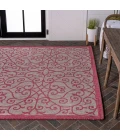 Madrid Vintage Filigree Textured Weave Light Gray/Fuchsia 9 ft. x 12 ft. Indoor/Outdoor Area Rug