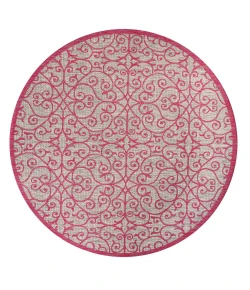 Jonathany Santa Monica SMB107I Light Gray/Fuchsia Area Rug 5 ft. 3 in. X 5 ft. 3 in. Round